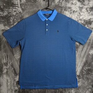 Polo Golf Ralph Lauren Polo Shirt Mens XL Blue Striped Pima Cotton 7057